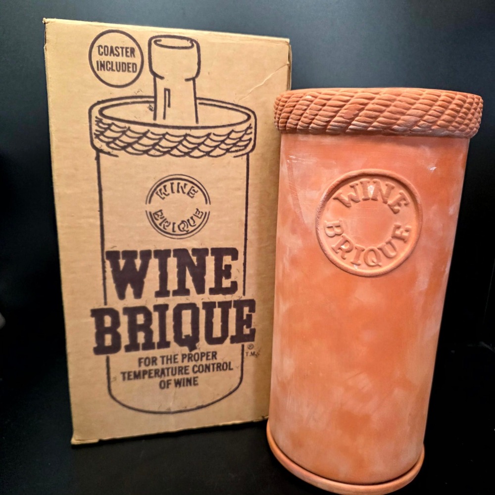 Wine Brique Wine Chiller OS Terracotta Clay Cooler Coaster Set Vintage Barware